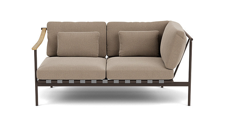 Barlow Tyrie Around Deep Seating Double Lounge Sofa with Teak Left Arm and Aluminium Right Arm