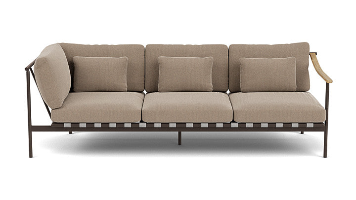 Barlow Tyrie Around Deep Seating Triple Lounge Sofa with Aluminium Left Arm and Teak Right Arm