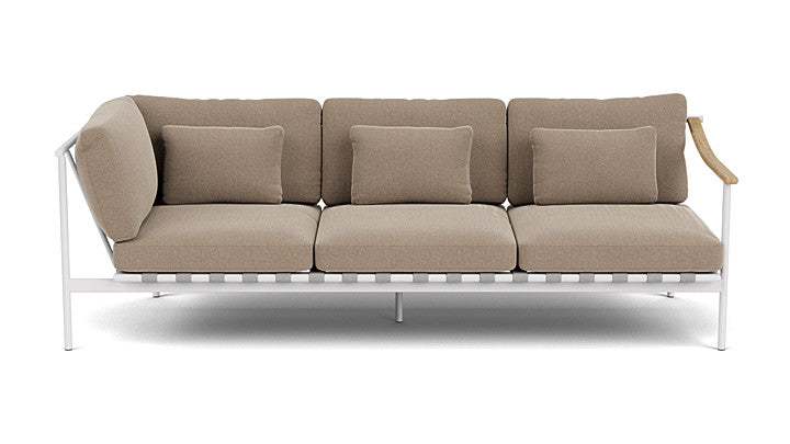 Barlow Tyrie Around Deep Seating Triple Lounge Sofa with Aluminium Left Arm and Teak Right Arm