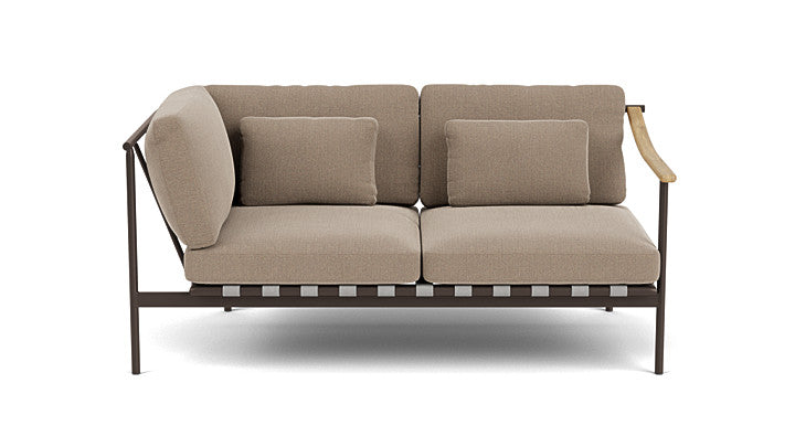 Barlow Tyrie Around Deep Seating Double Lounge Sofa with Aluminium Left Arm and Teak Right Arm