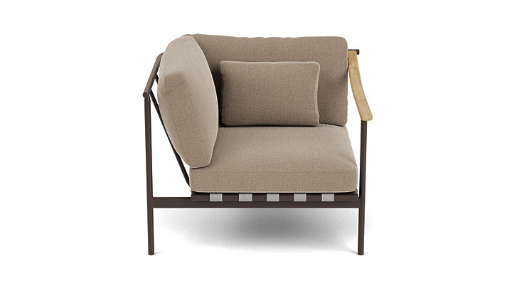 Barlow Tyrie Around Deep Seating Single Lounge Chair with Aluminium Left Arm and Teak Right Arm