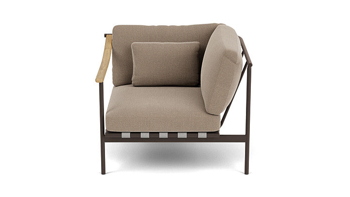 Barlow Tyrie Around Deep Seating Single Lounge Chair with Teak Left Arm and Aluminium Right Arm