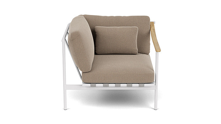 Barlow Tyrie Around Deep Seating Single Lounge Chair with Aluminium Left Arm and Teak Right Arm