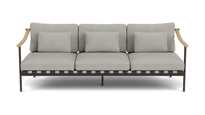 Barlow Tyrie Around Deep Seating Triple Lounge Sofa with Teak Arms