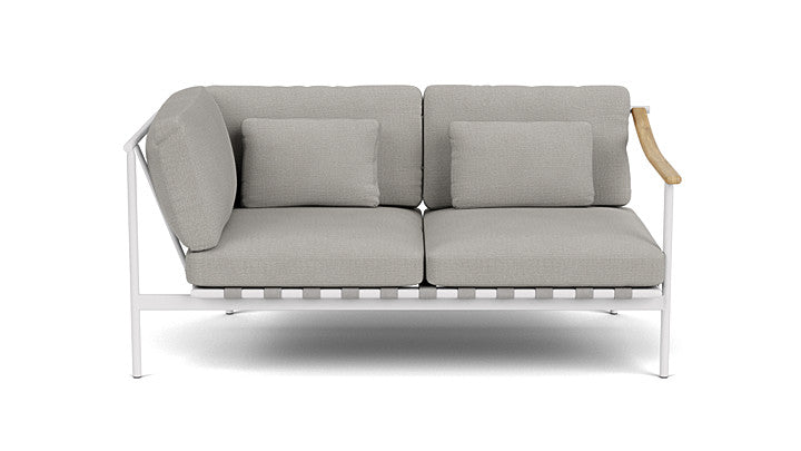 Barlow Tyrie Around Deep Seating Double Lounge Sofa with Aluminium Left Arm and Teak Right Arm