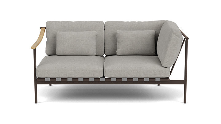 Barlow Tyrie Around Deep Seating Double Lounge Sofa with Teak Left Arm and Aluminium Right Arm