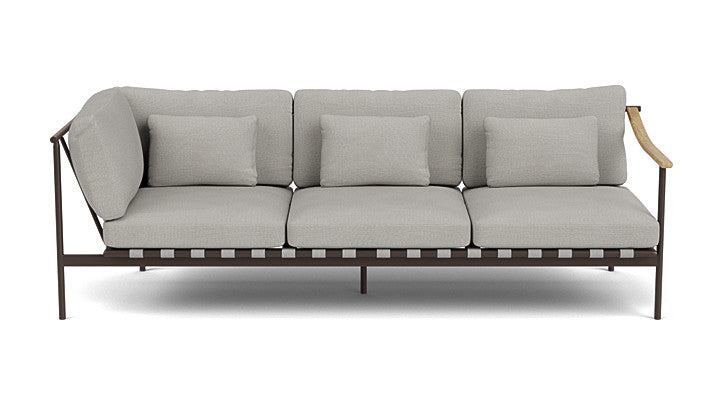 Barlow Tyrie Around Deep Seating Triple Lounge Sofa with Aluminium Left Arm and Teak Right Arm