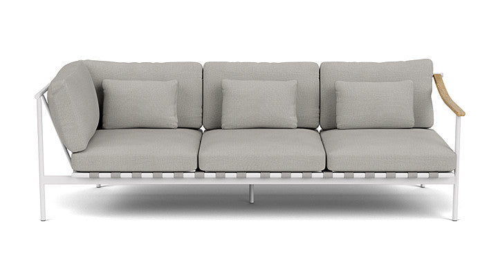 Barlow Tyrie Around Deep Seating Triple Lounge Sofa with Aluminium Left Arm and Teak Right Arm