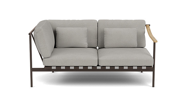 Barlow Tyrie Around Deep Seating Double Lounge Sofa with Aluminium Left Arm and Teak Right Arm