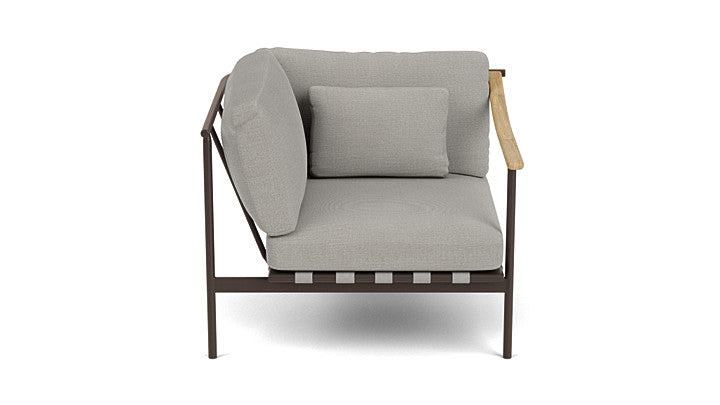 Barlow Tyrie Around Deep Seating Single Lounge Chair with Aluminium Left Arm and Teak Right Arm