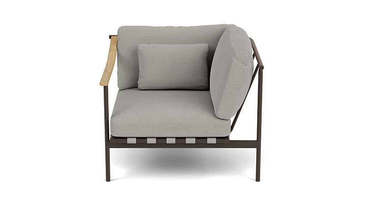 Barlow Tyrie Around Deep Seating Single Lounge Chair with Teak Left Arm and Aluminium Right Arm