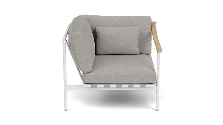 Barlow Tyrie Around Deep Seating Single Lounge Chair with Aluminium Left Arm and Teak Right Arm