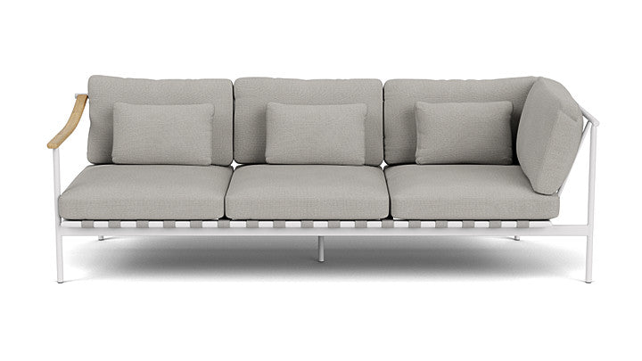 Barlow Tyrie Around Deep Seating Triple Lounge Sofa with Teak Left Arm and Aluminium Right Arm