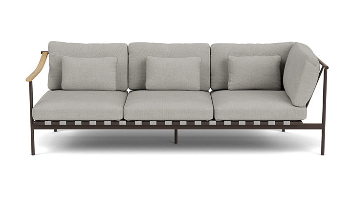 Barlow Tyrie Around Deep Seating Triple Lounge Sofa with Teak Left Arm and Aluminium Right Arm