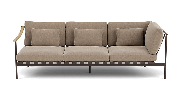 Barlow Tyrie Around Deep Seating Triple Lounge Sofa with Teak Left Arm and Aluminium Right Arm