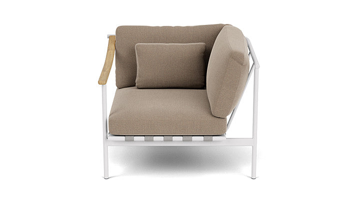 Barlow Tyrie Around Deep Seating Single Lounge Chair with Teak Left Arm and Aluminium Right Arm