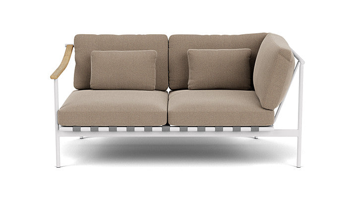 Barlow Tyrie Around Deep Seating Double Lounge Sofa with Teak Left Arm and Aluminium Right Arm