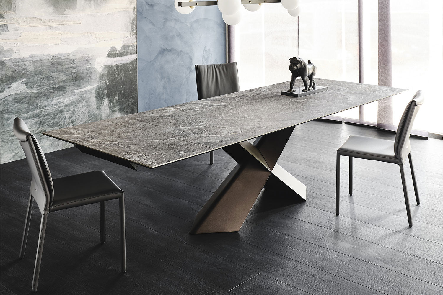 Cattelan Italia Tyron Keramik Drive Barrel-Shaped Extendible Dining Table – 200→294x100x75h