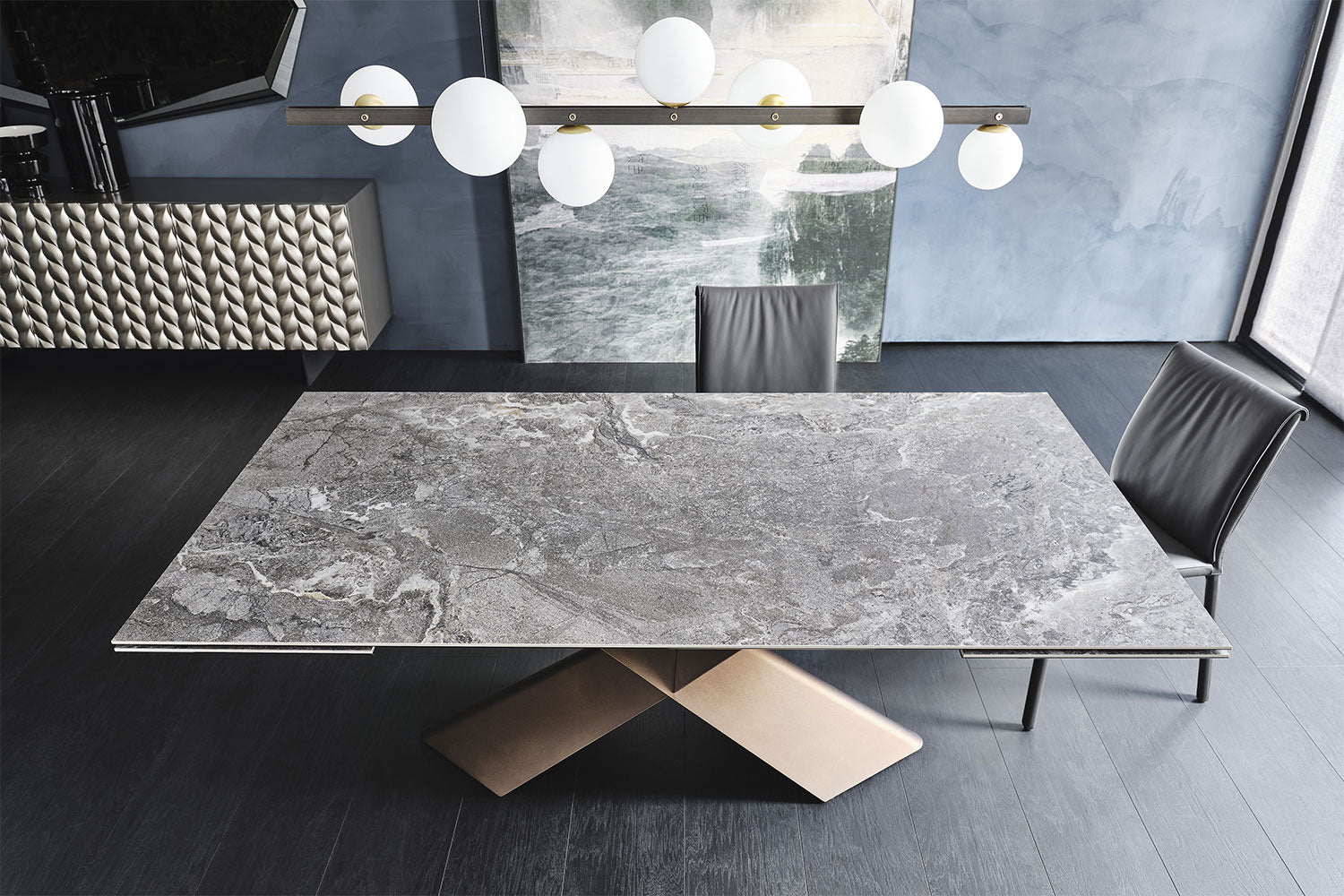 Cattelan Italia Tyron Keramik Drive Barrel-Shaped Extendible Dining Table – 200→294x100x75h