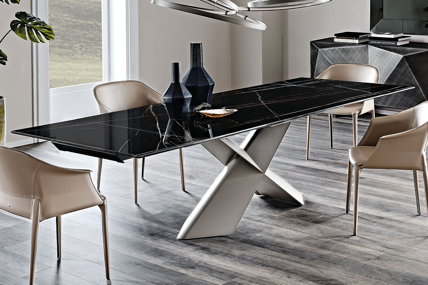 Cattelan Italia Tyron Keramik Drive Barrel-Shaped Extendible Dining Table – 200→294x100x75h