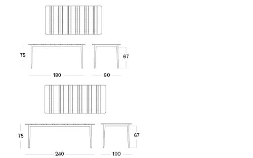 LEO DINING TABLE 240X100 CM LAVA/TEAK TOP