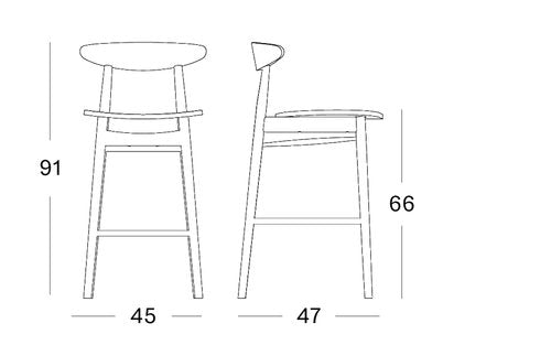 TEO COUNTER STOOL NEARLY BLACK PLYWOOD SEAT